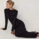 Tossy Fashion Autumn Pleated Long Dress Female High Waist Slim Bandage Solid Elegant Commute Clothes Ladies Y2k Maxi Dress 2024 - M & M Global