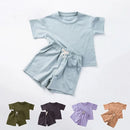 2PCS Children Cotton Clothes Sets Summer Shorts Sleeves Shorts Boys And Girls Casual Suit Fashion Comfort  Outfits - M & M Global