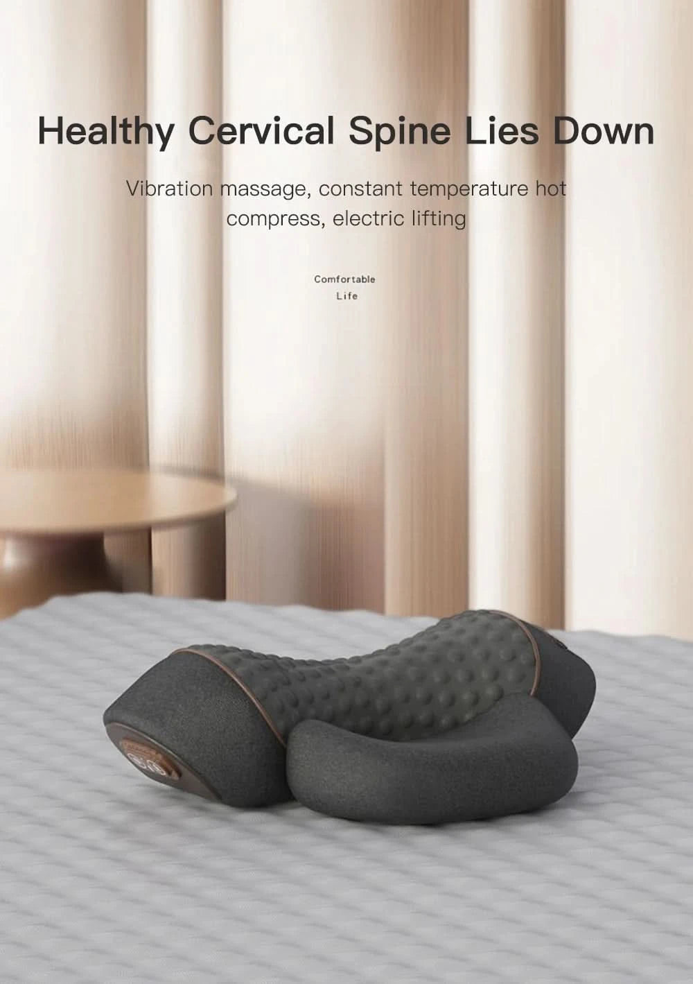 Electric Neck Massager Pillow Vibration Heating Massage Neck Traction Stretcher Support Cervical Spine Pain Relief Sleep Relax - M & M Global