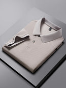 100% pure cotton boutique short sleeved high-end men's polo shirt summer high-quality solid color topsbusiness casual T-shirt