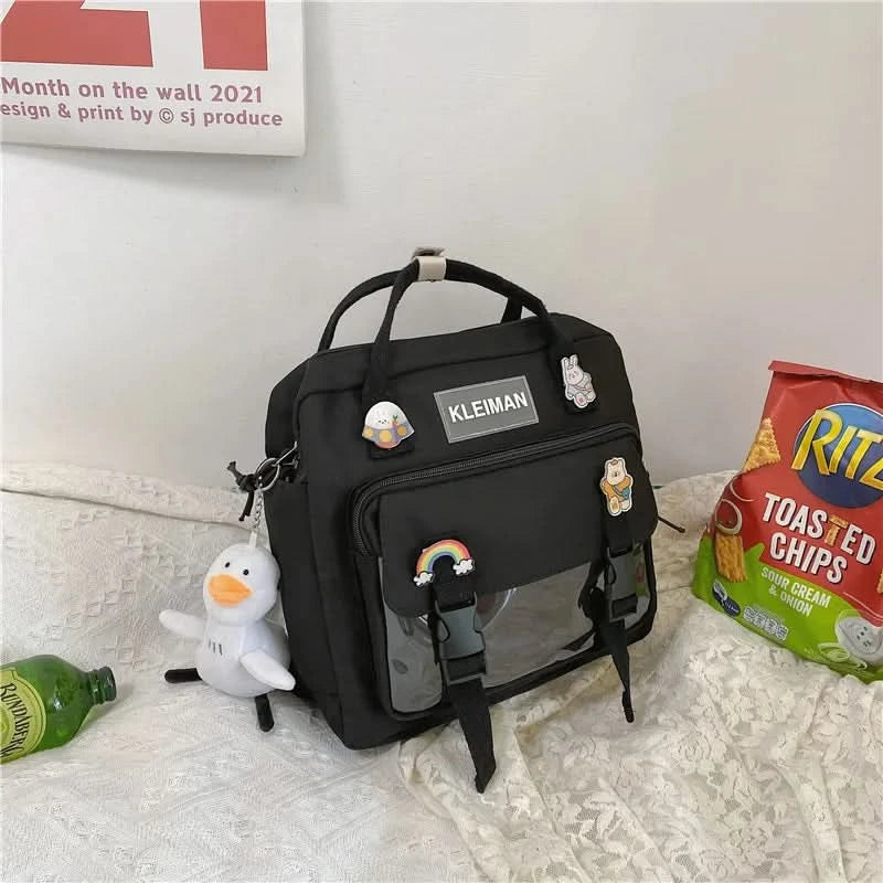 Japanese high-capacity single-shouldered slouch bag for schoolgirls, carry-on canvas messenger bag, Japan and South Korea - M & M Global