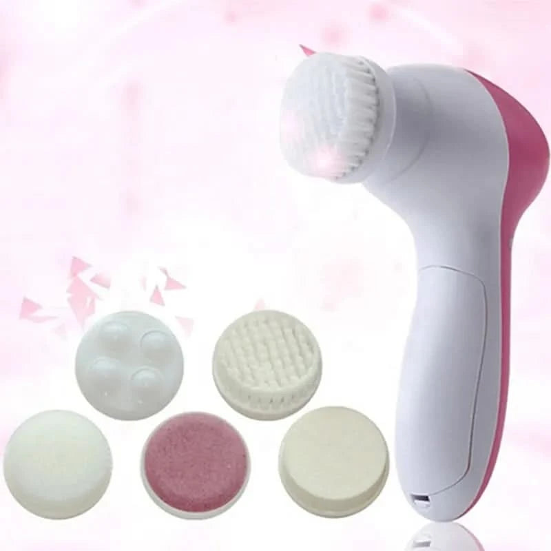Electric Facial Cleaner 5 IN 1 Face Cleansing Brush Wash Machine Spa Skin Care Massager Blackhead Cleaning Facial Cleanser Tools - M & M Global