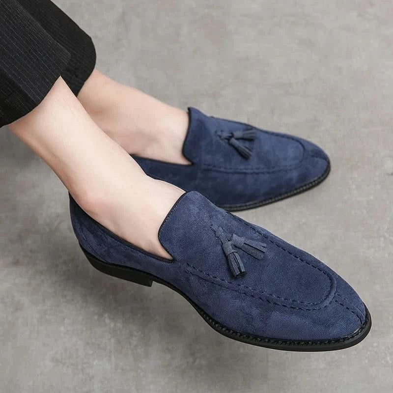 Men's Loafers Brand Suede Leather Shoes Vintage Slip-on Classic Casual Men Driving Shoes Wedding Male Dress Shoes Tassel pointed - M & M Global