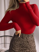 O Neck Long Sleeve Solid Color Sexy Bodysuit Women Autumn Winter Body Top Casual High Waist Lady Streetwear Bodysuits