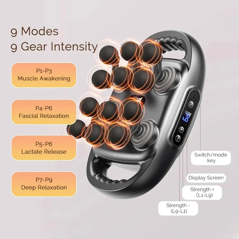 12 Massage Heads Massage Gun Deep Tissue Muscle Wireless High Frequency Vibration Masajeador Body Back Leg Neck Massager - M & M Global