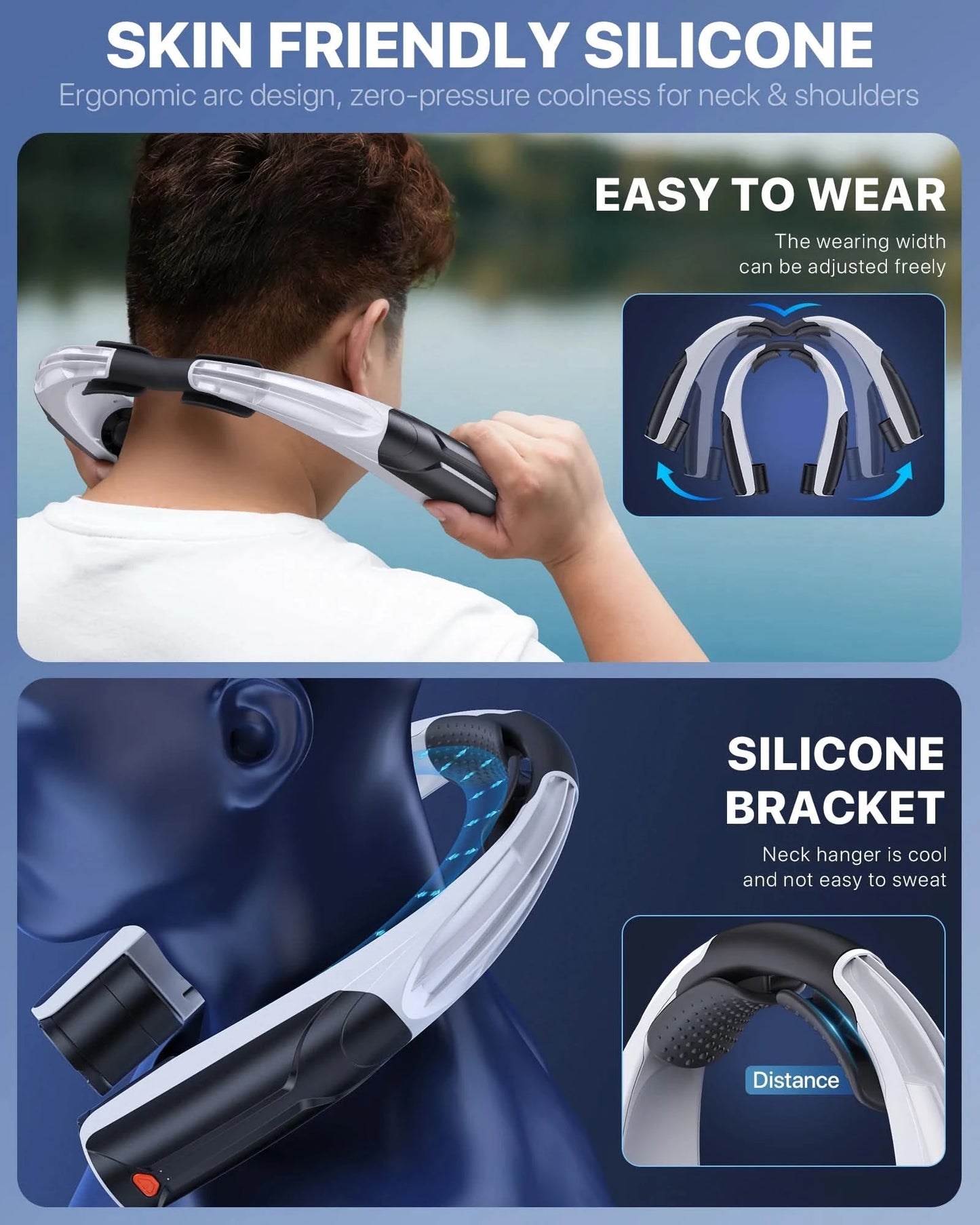 Portable Hands-Free Neck Fan 6000mAh Battery USB-C Rechargeable Ultra-Quiet 4 Adjustable Speeds Perfect for Office Outdoor Trave - M & M Global