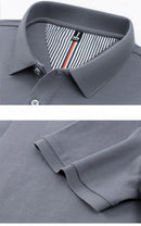 100% pure cotton short sleeved men's polo shirt summer boutique fashion high-quality top solid color collar back striped T-shirt