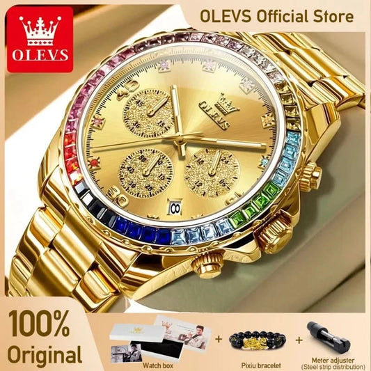 OLEVS 2939 Mens Watch Original Brand Quartz Watch Waterproof Luminous Watch For Men Multifunctional Chronograph Sport Date Reloj - M & M Global