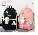 5PCS Kit Backpack Female Fashion Lady High Capacity Waterproof College Trendy Girls Laptop School Bags Cute Girl Travel Book Bag - M & M Global