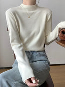 2025 Solid Sweater Women Half Turtleneck Knitted Pullovers Harajuku Korean Soft Warm Knitwear Autumn Winter Fashion Slim Jumpers