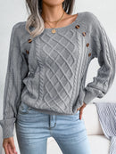 Women Casual Square Collar Buttons Long Sleeve Knitted Pullover Sweaters for Autumn Winter 2026