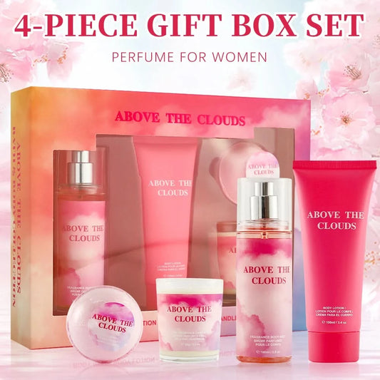 Women's Fragrance Sets 3.4fl.oz Body Mist, 3.4fl.oz Body Lotion, 3oz Candle and 2oz Bath Bomb 4 Pcs ABOVE THE CLOUDS Gift - M & M Global