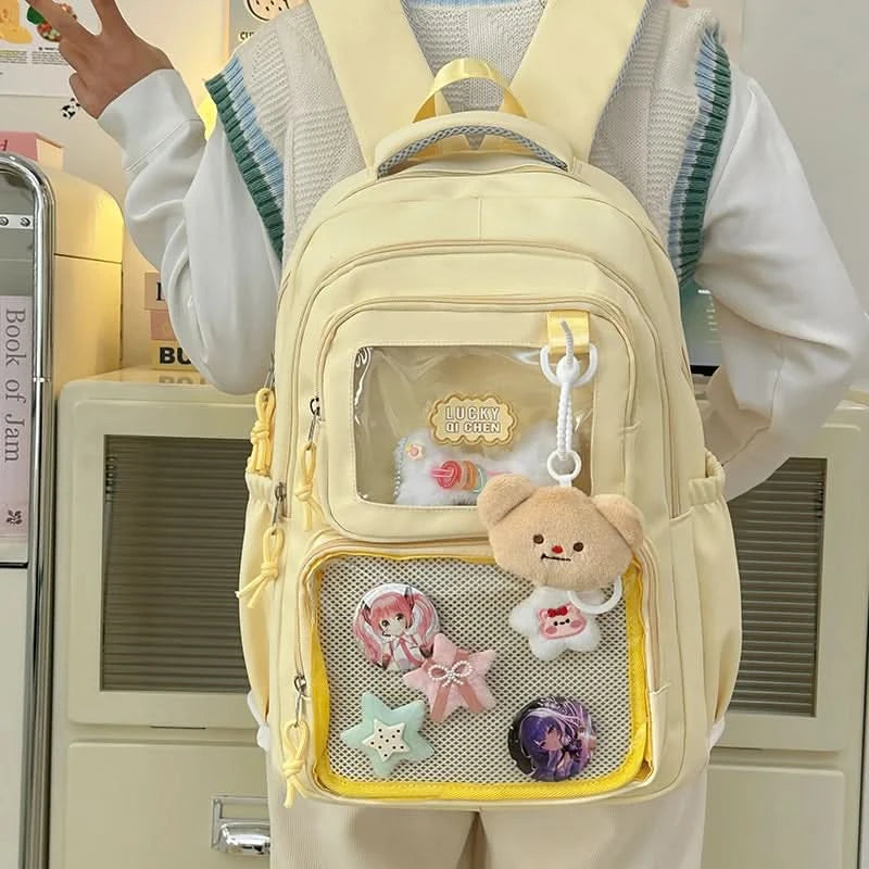 Japanese Style Kawaii Backpack Girls Transparent Ita Bag Women Large Capacity Backpack Fashion School Bag for College Student JK - M & M Global