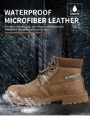 Men's Waterproof Steel Toe Work Boots High-Top Safety Shoes Slip Resistant Protective Boots Indestructible Comfort Arch Support