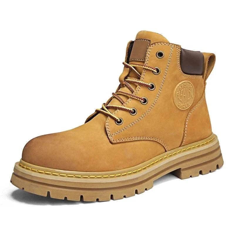 Boots Men High Top Boots High Quality Women Leather Shoes Fashion Outdoor Sneakers Men Lace Up Non-Slip Ankle Boots for Couple - M & M Global
