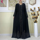New Muslim Abayas For Women Long Sleeved Dress Dubai Lady Elegant Long Dress Islam Clothing African Abaya Loose Robe With Turban - M & M Global