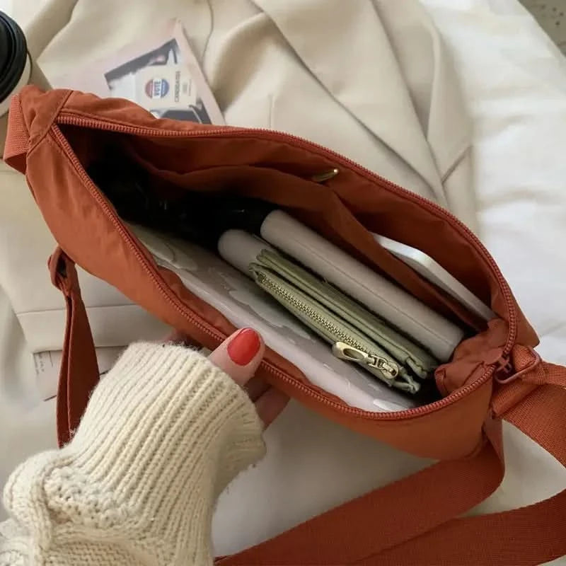 Simple Design Women's Messenger Bag Fashion Ladies Nylon Hobos Small Shoulder Bags Vintage Female Girls Purse Cloth Handbags - M & M Global