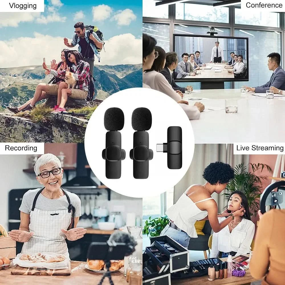 Microphone Wireless Lavalier Microphone for Live Streaming/YouTube/TikTok/Facebook Live Noise Reduction Mic For iPhone/Android - M & M Global