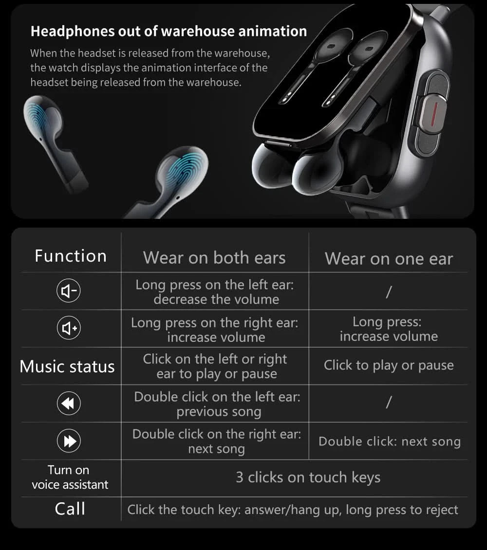 D8 2-In-1 Smartwatch with Headphone 2" Bt Call NFC Sleep Monitor Smart Watch Earbuds Compatible With iPhone Android 2025 - M & M Global