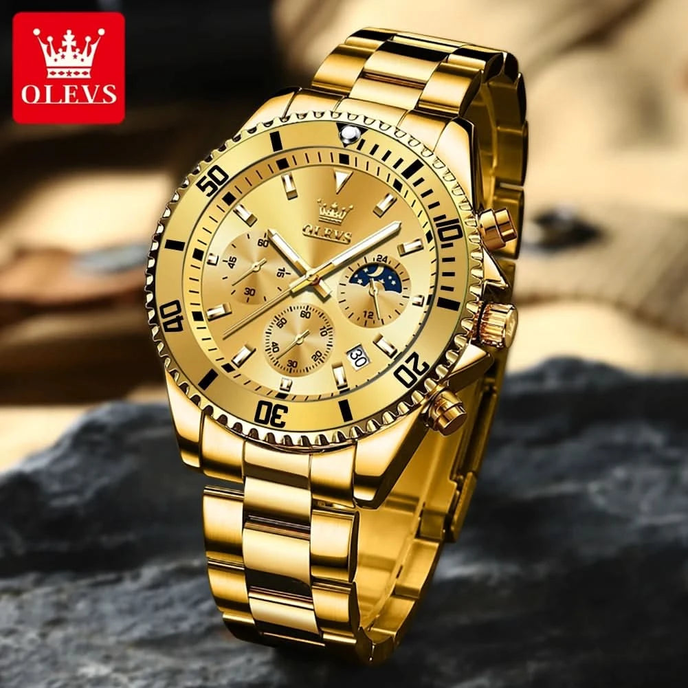 OLEVS Watches For Men Classic with Date Dress Luxury Big Face Waterproof Luminous Men's Wrist Watch Stainless Steel Men Watch - M & M Global