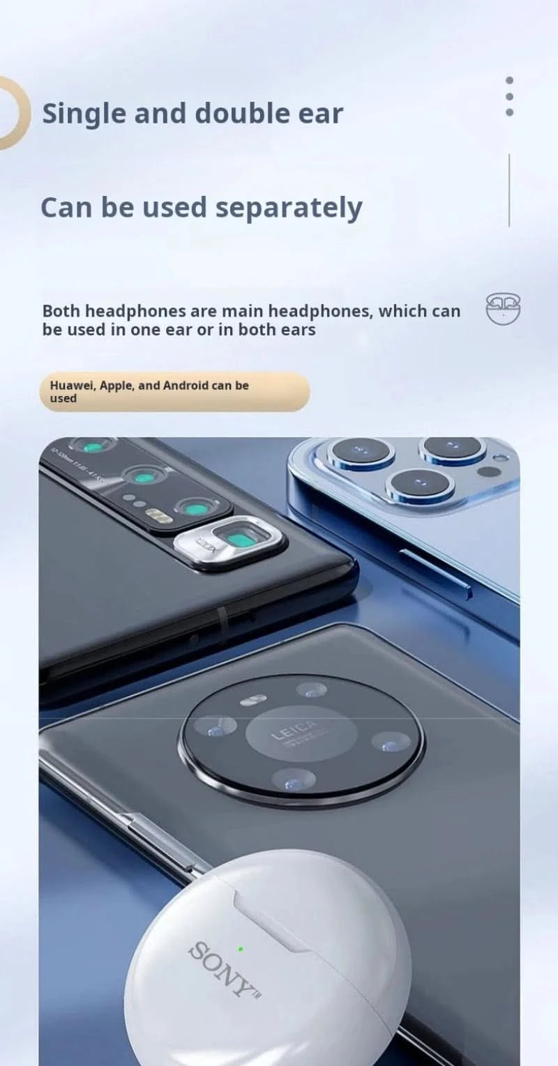 Sony Earphone TWS 9D HIFI Headset Bluetooth Music Earbuds For IPhone Xiaomi IOS Android Wireless Pods Headphones With Mic Cable