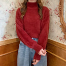 2025 Winter Imitate Mink Wool Hot Fleecing Female Turtleneck Elastic Casual Sweater Women Knitted Tops Pullovers Soft  Warm
