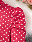 Girls’ 3-Piece Red Top, Plaid Skirt & Hat Set