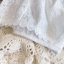 2PCS Kids Sets Summer Girl Clothes Children Hollow Lace Sleeveless Tops Shorts Set Fashion Baby Girl Cardigan Fake Two Suit - M & M Global