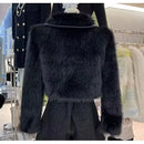 Autumn Winter Now Locomotive Wind Hottie Sweet Cool Fashion Coat Women Patchwork Imitation Fox Fur Leather and Fur Solid Tops