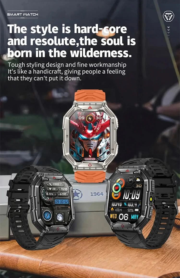 SKMEI Outdoor Sport Compass Smart Watches For Men Women 650Mah Battery 3ATM Waterproof Voice Assistant Bluetooth Call Smartｗatch - M & M Global