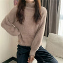 2025 Winter Imitate Mink Wool Hot Fleecing Female Turtleneck Elastic Casual Sweater Women Knitted Tops Pullovers Soft  Warm