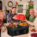 Double Slow Cooker with Two 1.25 QT Portable Dual Crock Pots for Home and Outdoor Use Ideal for Buffet Servers and Food Warmers