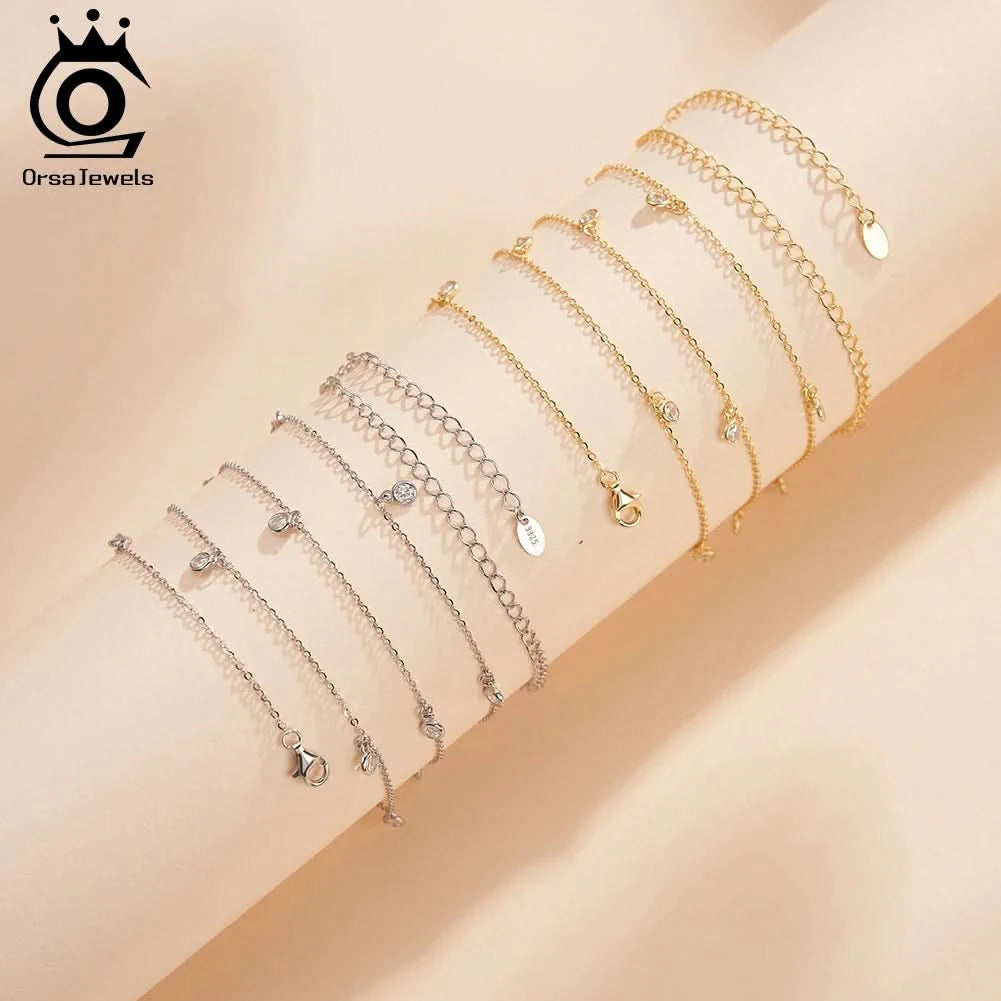 ORSA JEWELS 925 Sterling Silver Body Sexy Waist Chain Adjustable Sexy Bikini Body Belly CZ Chain for Women Summer Jewelry CW01 - M & M Global