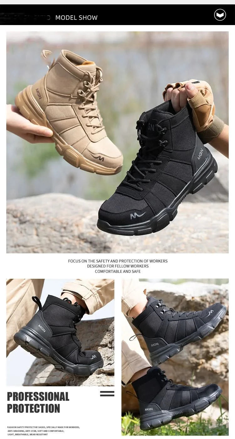 Work Boots Indestructible Safety Shoes Men Steel Toe Shoes Puncture-Proof Sneakers Male Footwear Shoes Women Non Slip Work Shoes