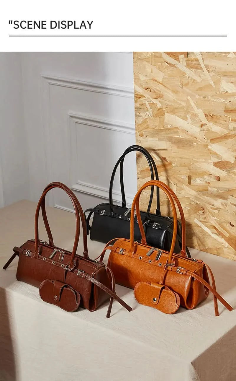 New Women's Rectangle Bag Luxury Designer Shoulder Bags High Quality Cowhide Handbags Fashion Women Baguette Bag 3086 - M & M Global