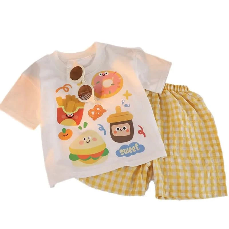 Cartoon Baby Boys and Girls Animals Clothing Sets Summer Short Sleeve Cotton Tops +Shorts PCS Casual - M & M Global