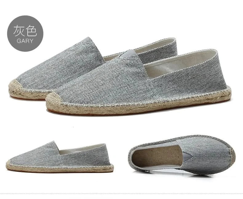 Women Sewing Flax Shoes Slip on Loafers Casual Shoes Man Espadrilles Hemp Canvas Flat Shoes Plus Size Fisherman Driving Footwear - M & M Global