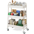 JHK 3 Tier Metal Storage Kitchen Cart with Lockable Wheels Mobile Shelving Unit Utility Rolling Organizer For Home Narrow Places
