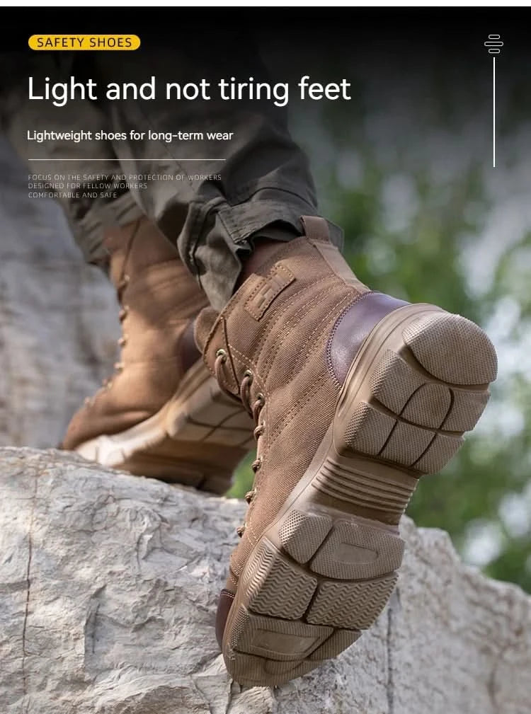 Men’s Industrial Safety Shoes Steel Toe Cap - Anti-Smash Anti-Punctur Outsole Outdoor Indestructible Construction Work Shoes