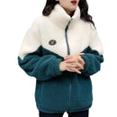Korean Style Loose Thickened Patchwork Cotton Jacket Autumn Winter Women's Fashion Student Lamb Velvet Coat Casual Outerwear