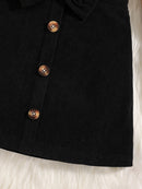 Girls’ 2-Piece Heart & Polka Dot Top and Black Skirt Set