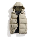 Men Autumn Thicken Cotton Sleeveless Vests Jacket Coat Mens Winter Warm Detachable Hat Outwear Waistcoat Hooded Vest Jacket Male