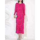 Vintage O-Neck Elegant Long Lantern Sleeve Chic Tassel Slim Long Dress French Fashion Evening High Street Autumn Winter Clothing - M & M Global