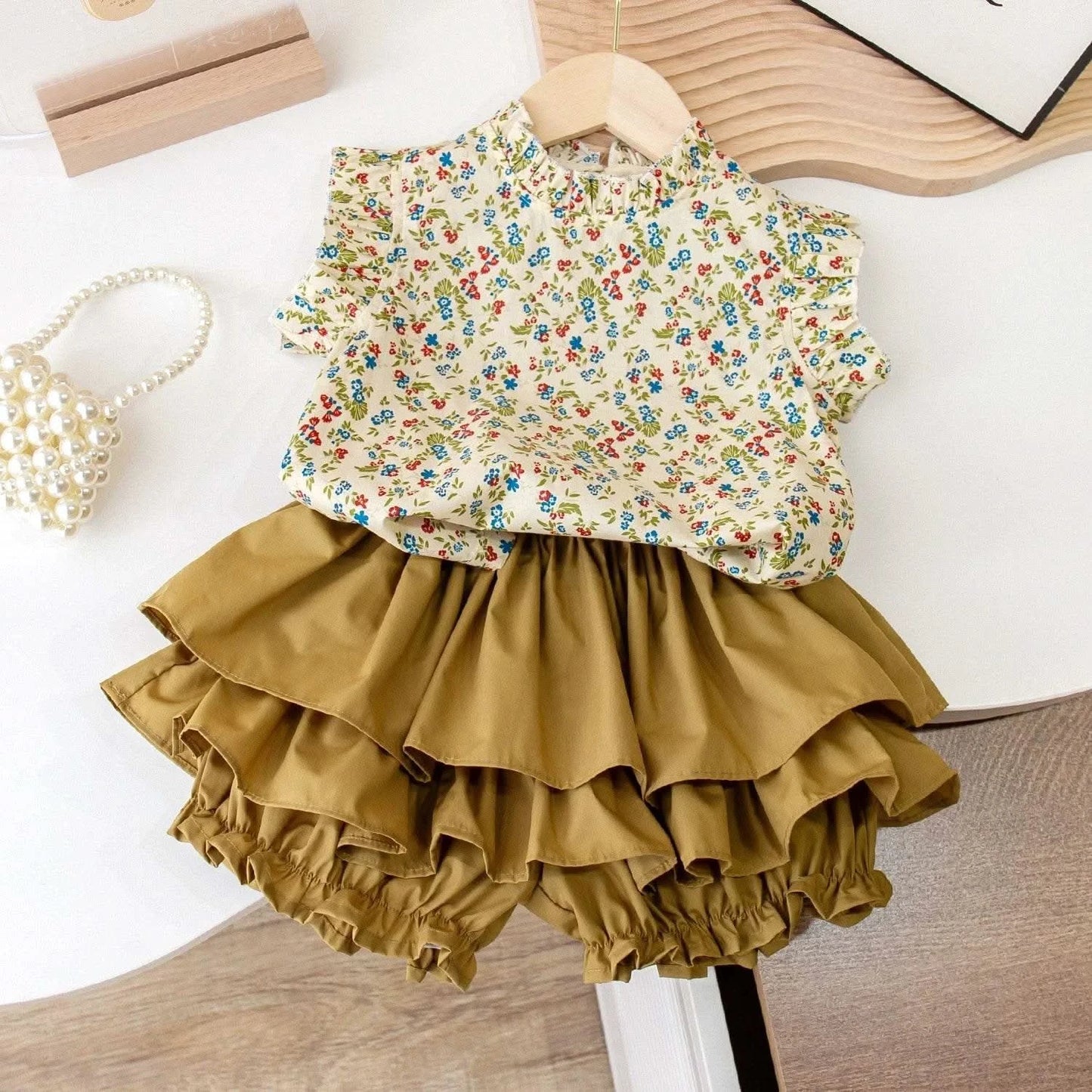 2024 New Girls' Suit Summer Children's Dress Baby Girl Fashionable Children's Top+Skirt Two-Piece Set - M & M Global