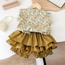 2024 New Girls' Suit Summer Children's Dress Baby Girl Fashionable Children's Top+Skirt Two-Piece Set - M & M Global