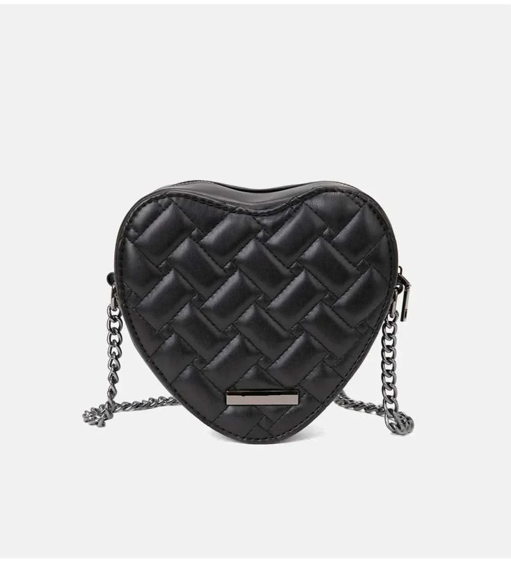 2024 Women's Heart-Shaped Herringbone Crossbody Bag with Eagle and Bird Head Shoulder Bag Chain Purse - M & M Global