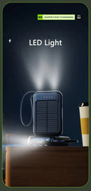 Solar Power Bank Built 4 Cables Portable Charger External Spare Battery Mini Powerbank with LED Light for IPhone Xiaomi Huawei - M & M Global