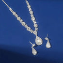 2pcs/set Jewelry Sets Women Elegant Waterdrop Rhinestone Pendant Necklace stud Earrings Wedding Dress Bridal Jewelry Set - M & M Global
