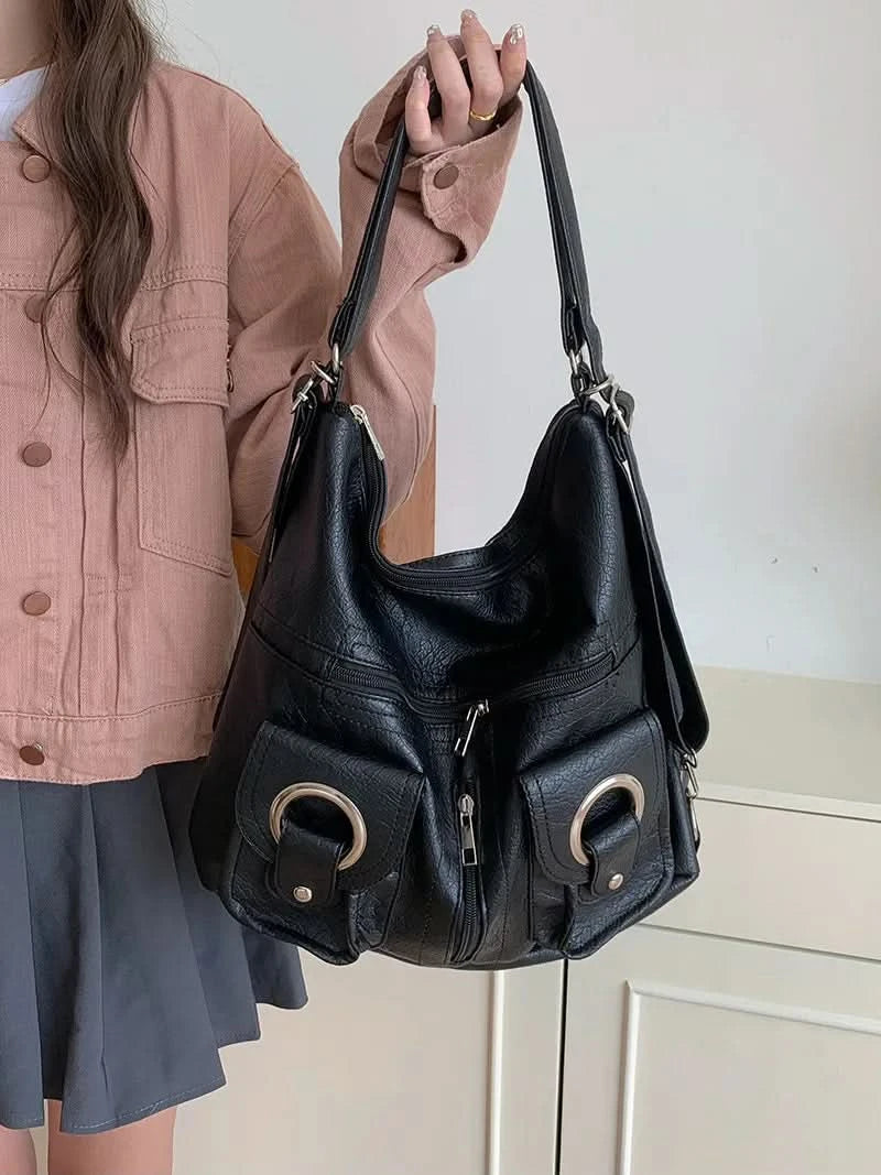 Vintage Women's Bag Leather Multifunctional Shoulder Bag Fashion Ladies Backpack Waterproof Wearable Square Backpacks - M & M Global