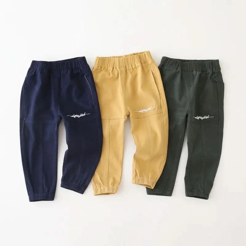 Wholesale New Children Boy Trousers Embroiedry Pockets Spliced Kids Boys Pants Casual Cotton Infant Babys Boys Bottoms 2-8Y Pant - M & M Global